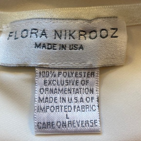 Flora Nirooz Embroidered Satin Nightgown Long Light Cream Size Large - Picture 12 of 13